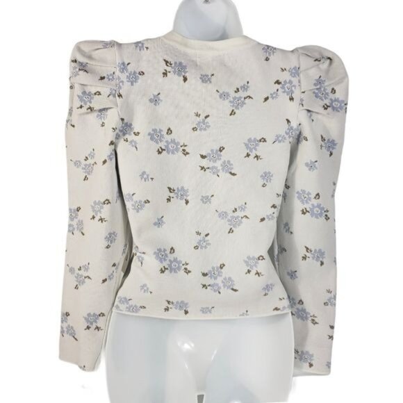 Kiss The Stars Floral knit blouse,Balloon Shoulder, Size XS - Picture 8 of 8